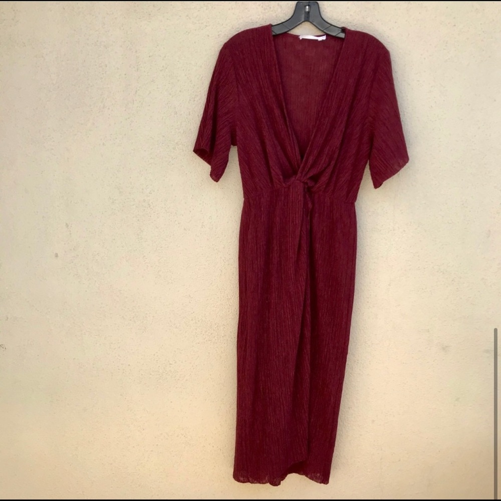All in Favor Dolman Plisse Midi Dress
